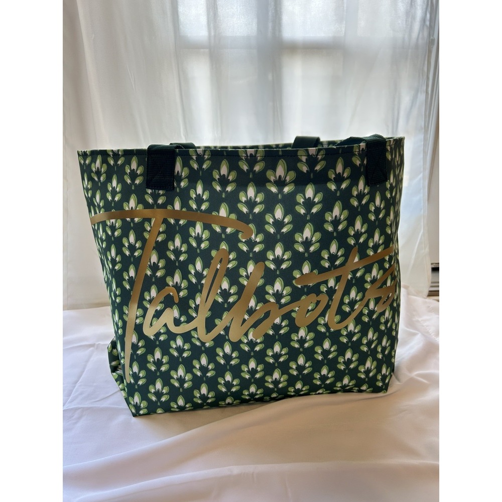 Talbots‎ Canvas Green Gold Logo Beach Tote Bag Oversize - 23"x15" NEW